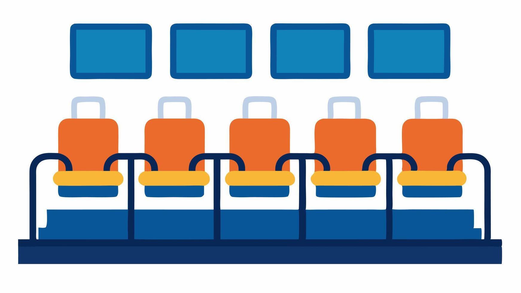 Accessible Seating A ferry interior showing rows of comfortable seating designed for passengers with mobility challenges featuring removable armrests for easier access.. vector