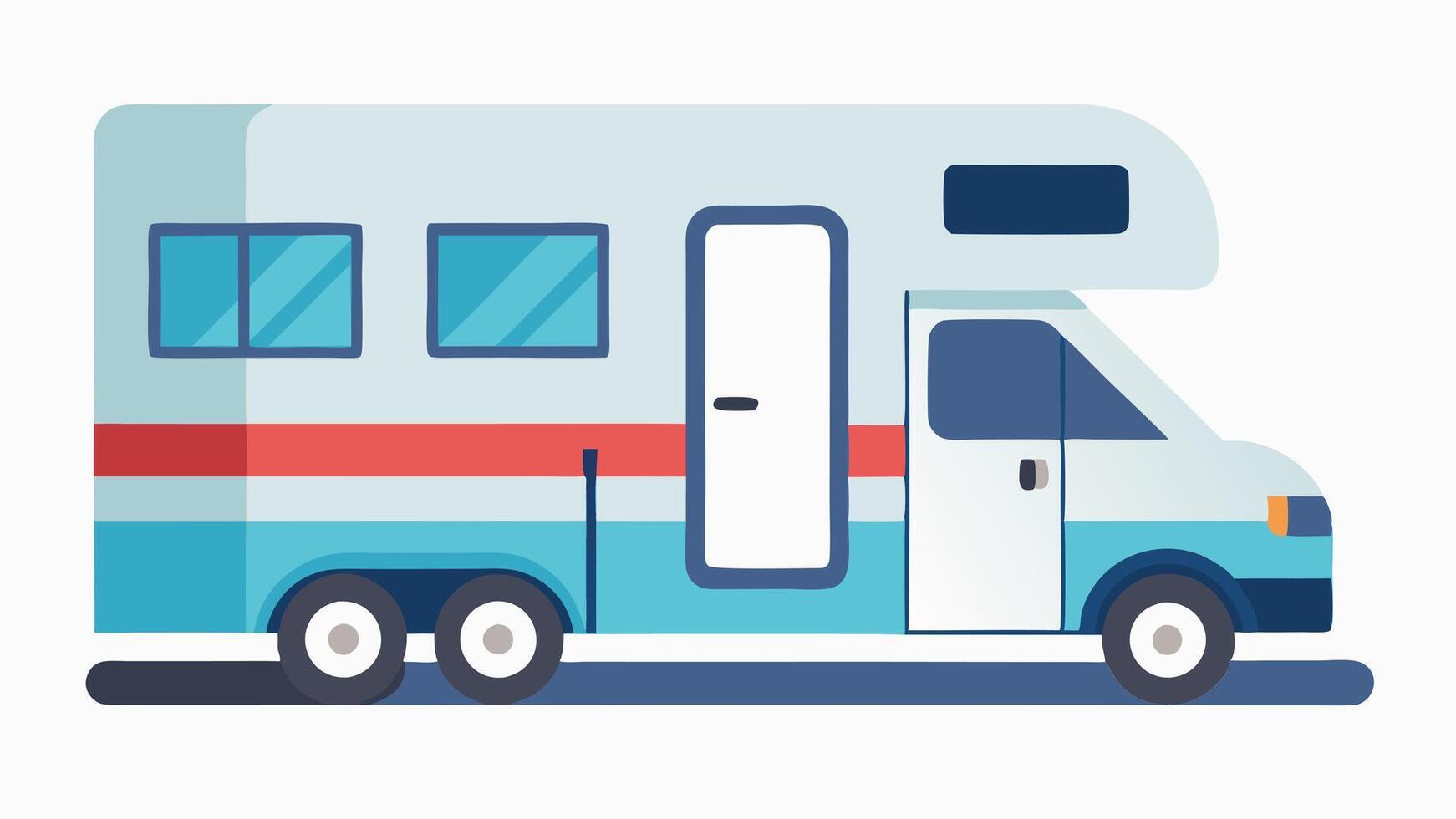 Accessible Recreational Vehicle A modified RV with a ramp and spacious interior providing a comfortable camping experience for individuals with disabilities.. vector