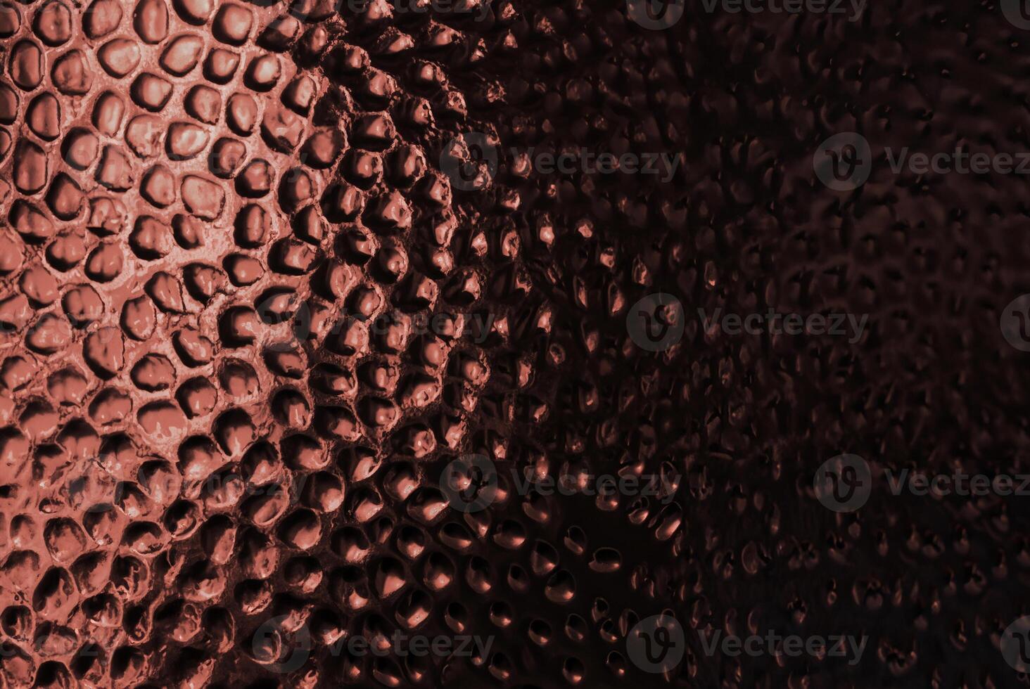Abstract close-up of a copper-textured surface with circular patterns. photo