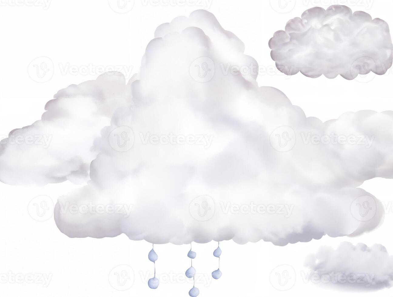 Digital illustration of a soft, fluffy white cloud isolated on a white background, perfect for weather or sky themes. photo