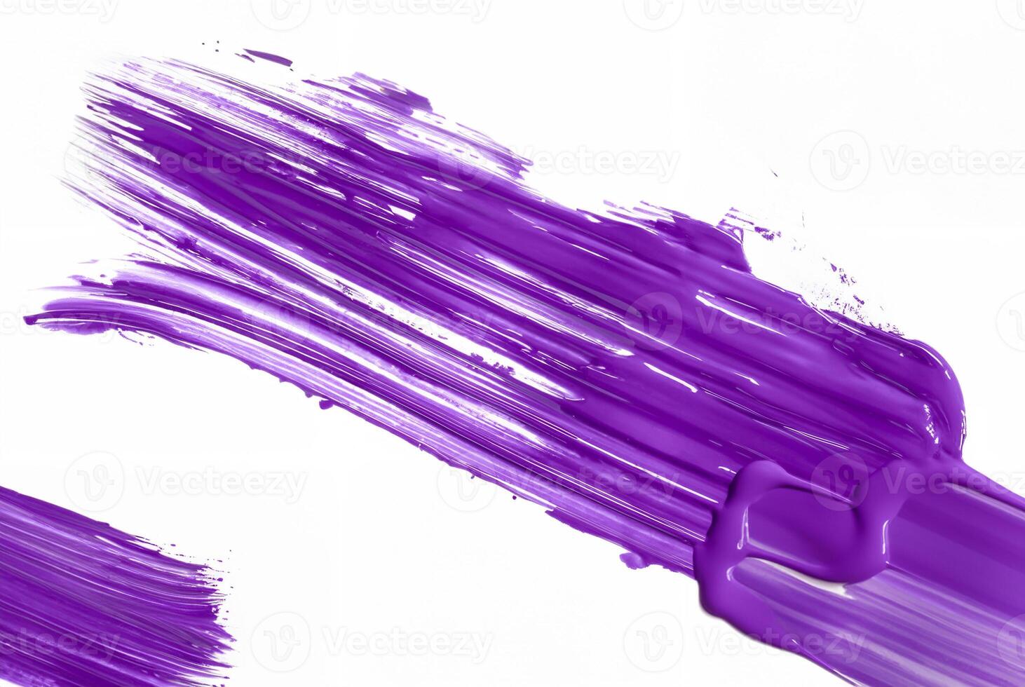 Purple paint brush stroke on white background, perfect for use in art, design, or creative projects. photo