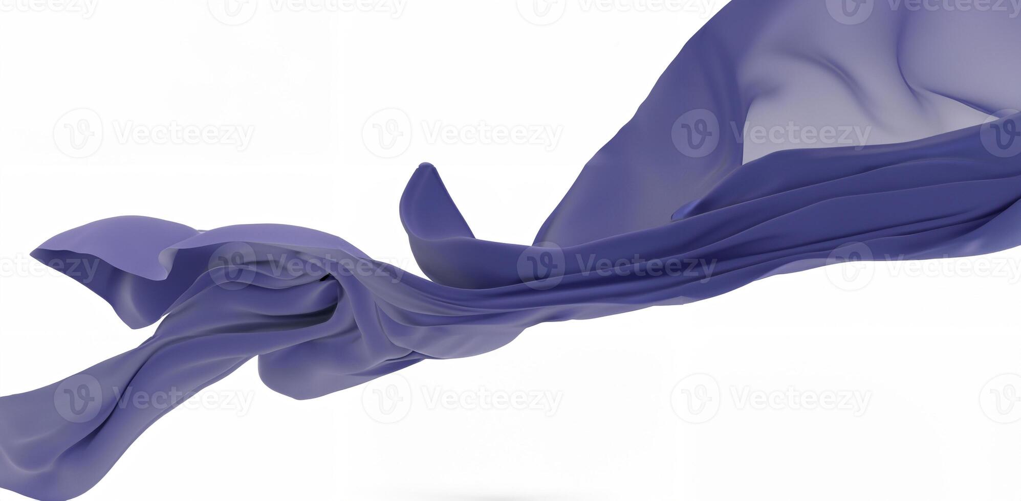 A smooth flowing purple fabric elegantly draped against a white background, creating a dynamic and abstract visual effect photo