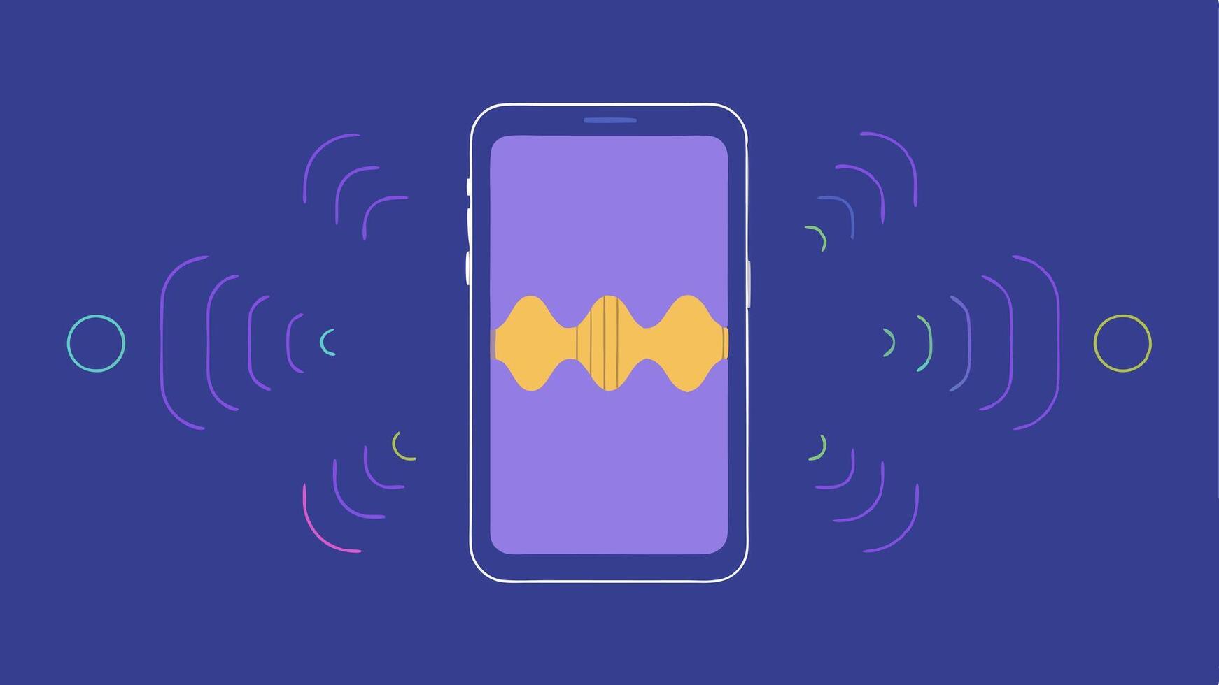 Custom Vibration Patterns A smartphone screen displaying different vibration patterns represented by wavy lines. Users can tap to select a particular pattern suggesting tactile. vector