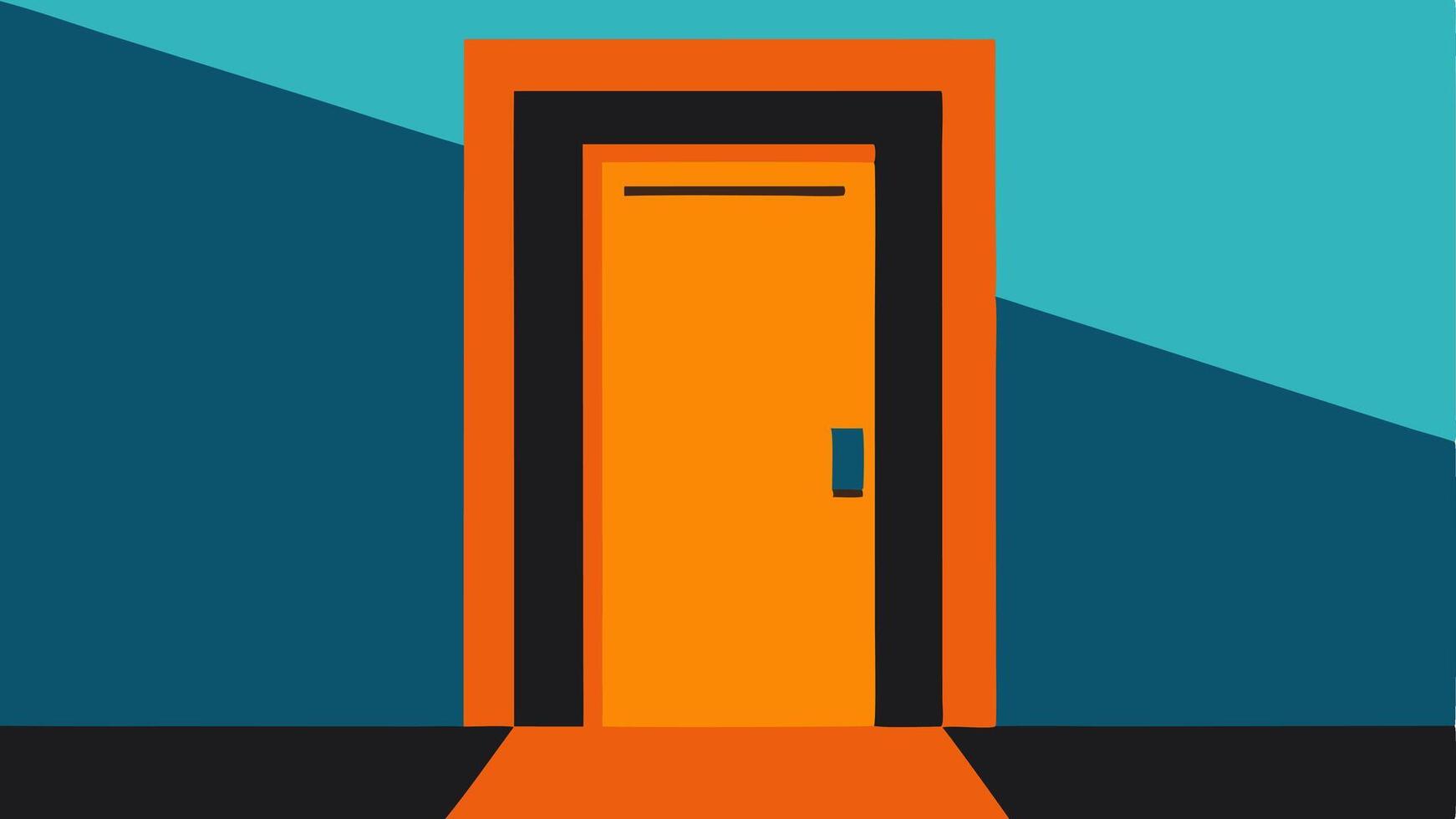 Color Contrast A closeup view of a doorway highlighting the use of contrasting colors on the door walls and floor for improved visibility.. vector