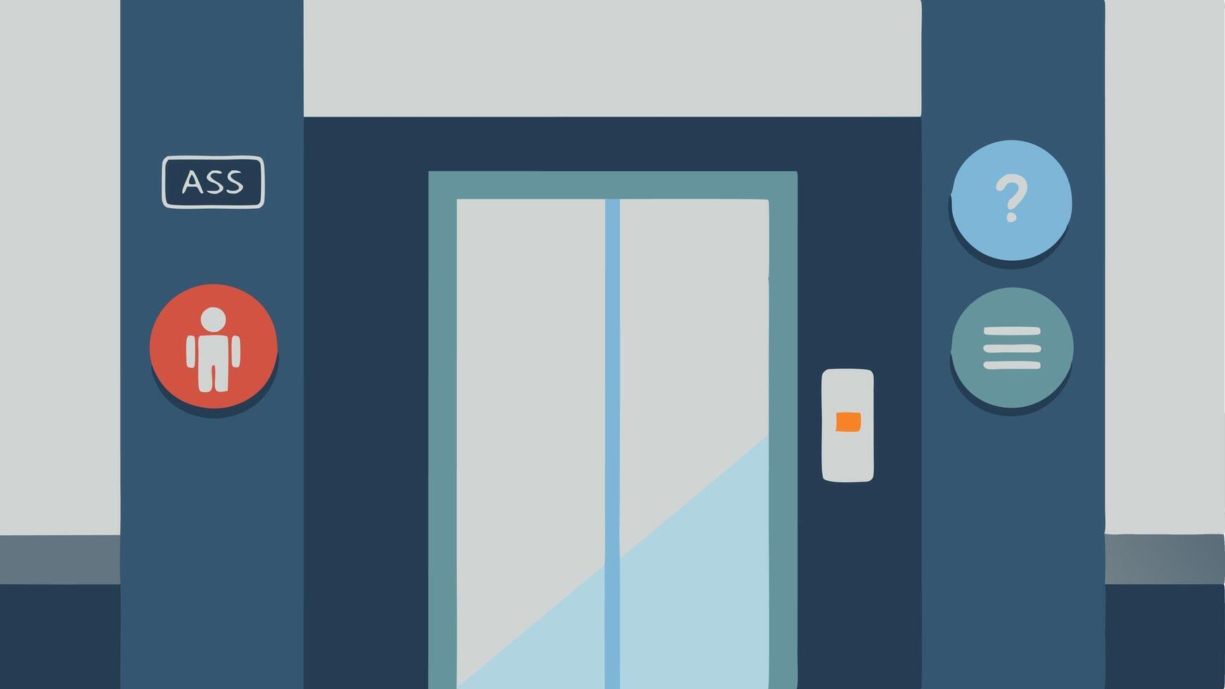 Assistance Buttons A closeup of assistance buttons installed near the entrance and elevator clearly marked for visually impaired users to request help.. vector