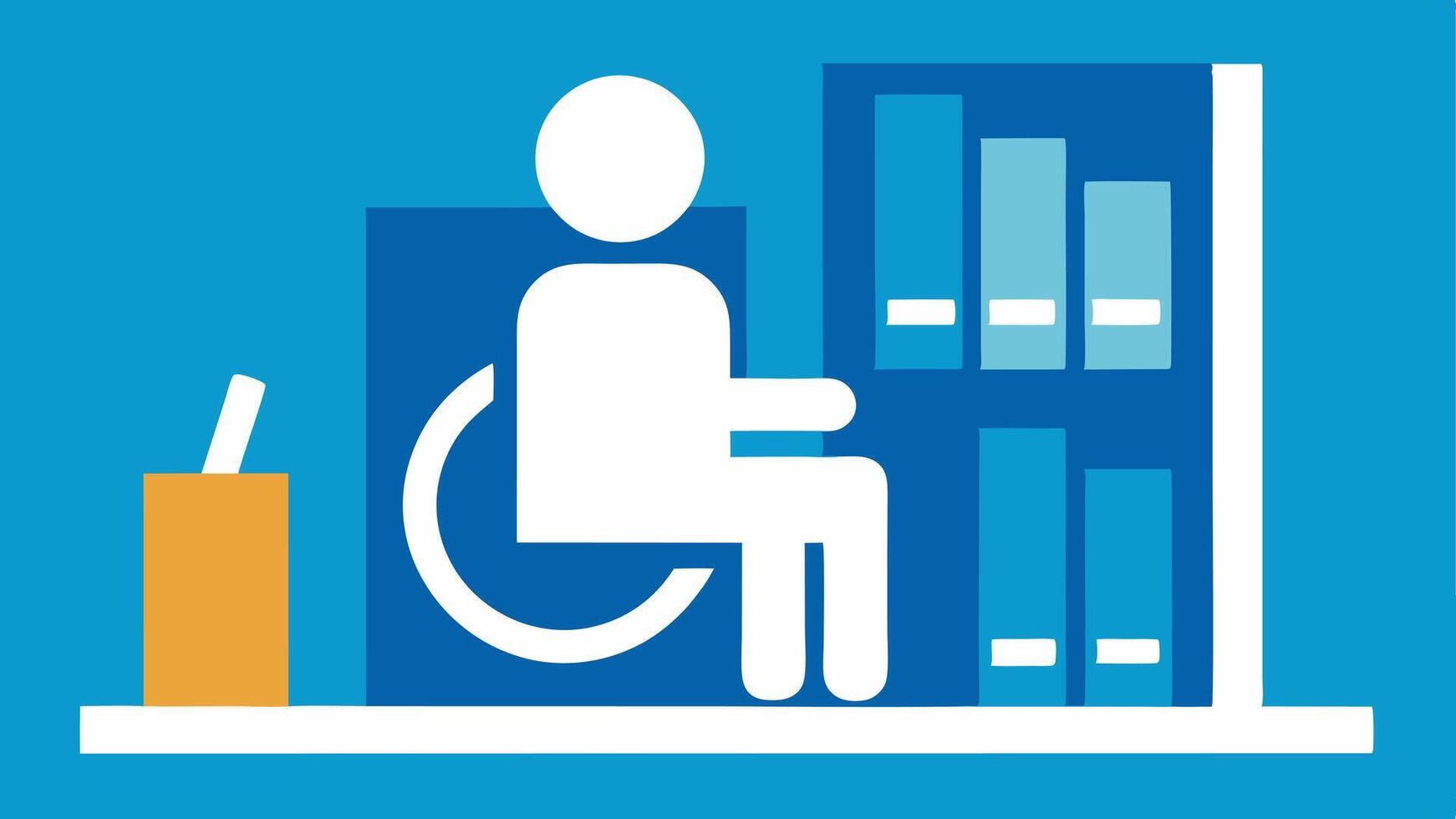 Accessible Restroom Signage Clear and visible signage for accessible restrooms in a library setting with symbols indicating accessibility features prominently displayed.. vector