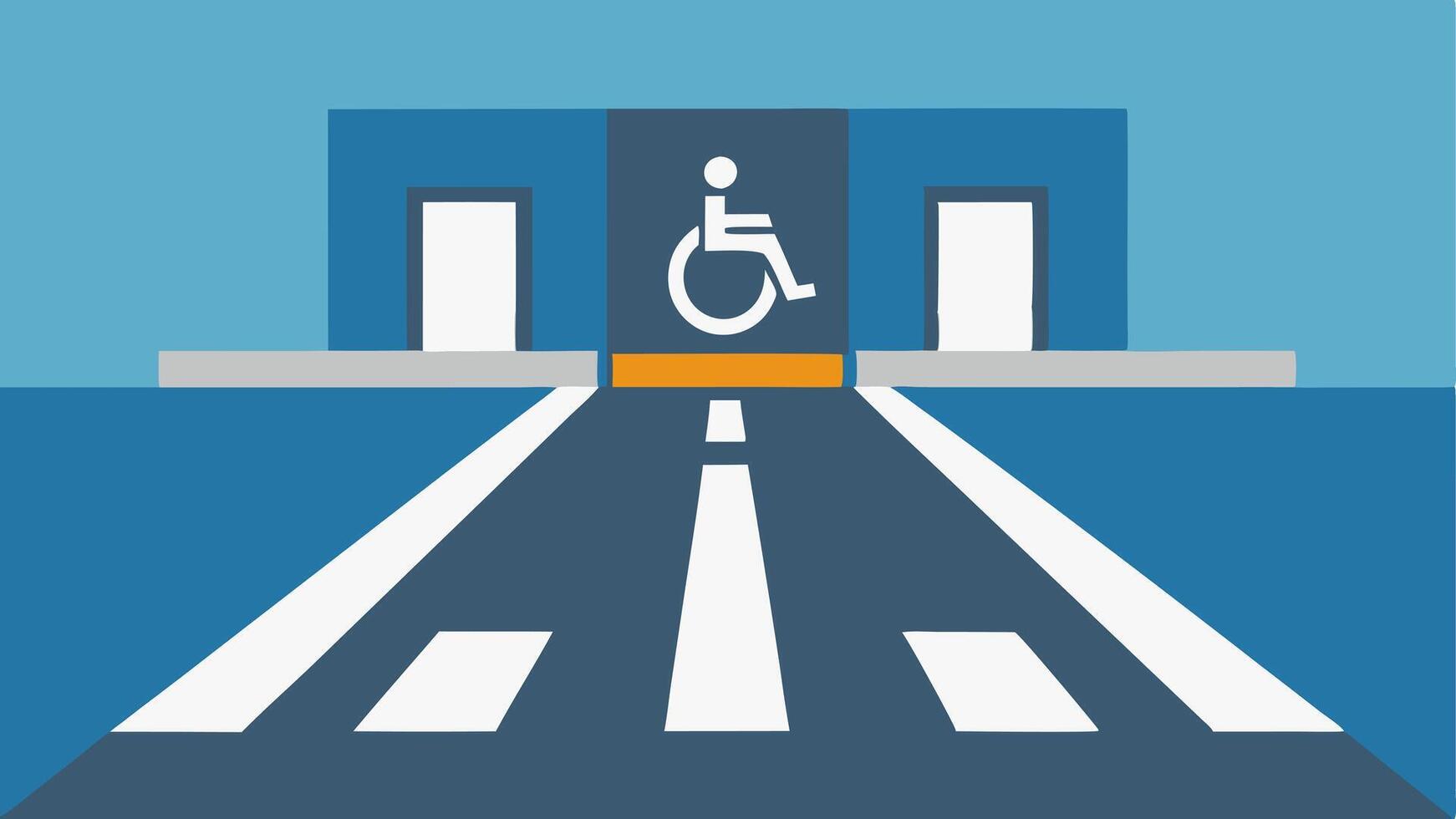 Clear Path Indicators A image of a parking lot with pavement markings showing a clear pathway from accessible parking spaces to the building ensuring easy navigation.. vector