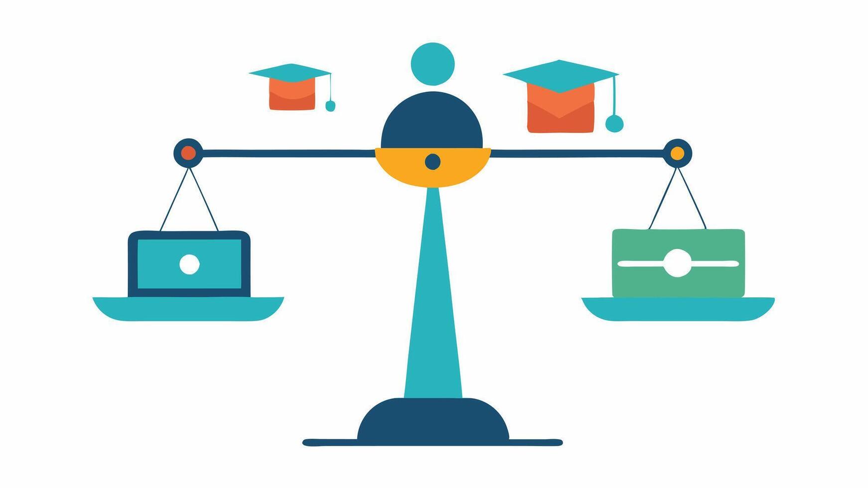 Flexible Learning Options A balanced scale depicting various learning modes online inperson mentorship highlighting flexibility in development opportunities.. vector