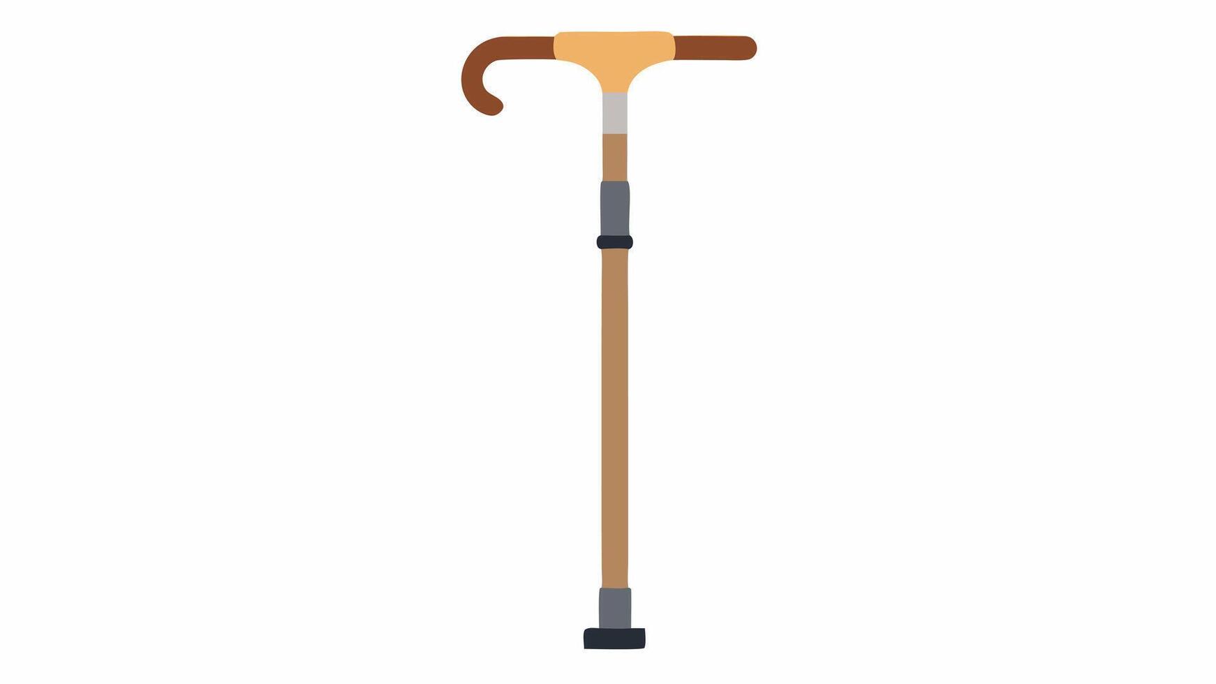Customizable Walking Aids A image of a walking aid or cane with adjustable height settings and interchangeable grips for personalized comfort and style.. vector