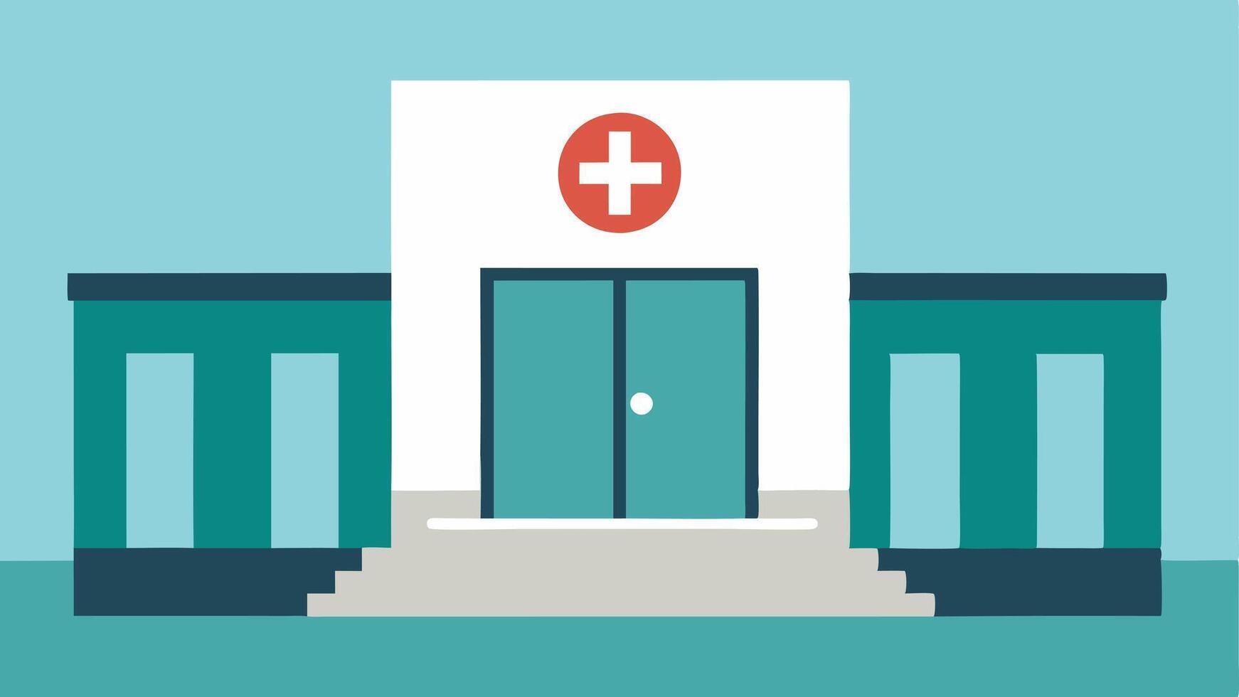 Accessible Medical Facilities An illustration of a building with a ramp wide doors and a sign indicating it is accessible for all emphasizing inclusivity in healthcare.. vector