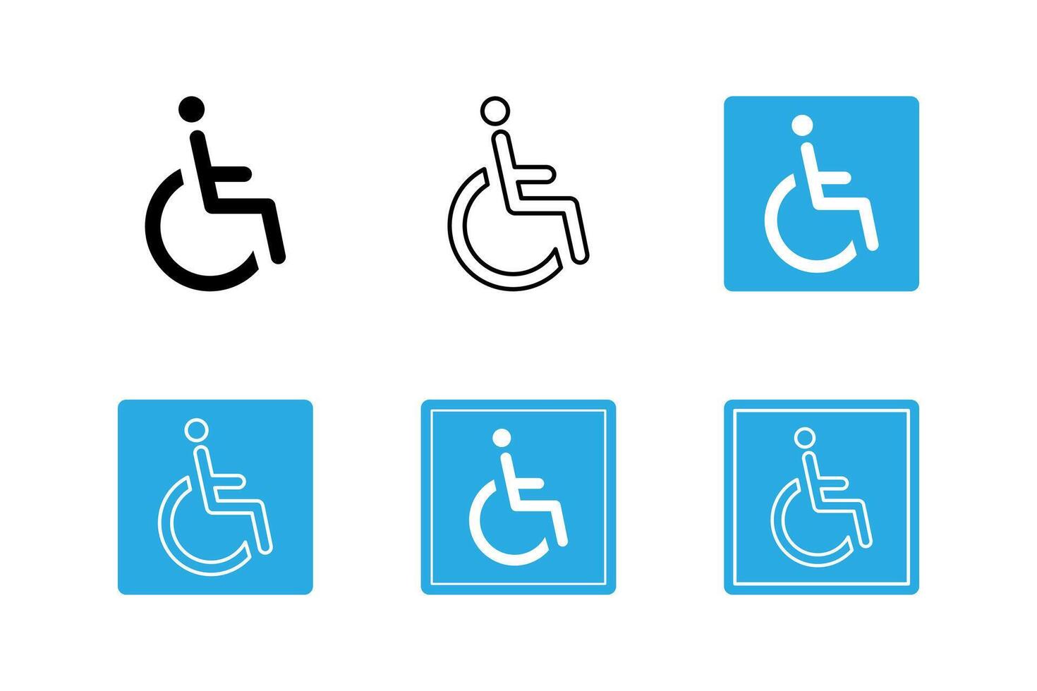 A series of blue and white signs with a wheelchair symbol vector