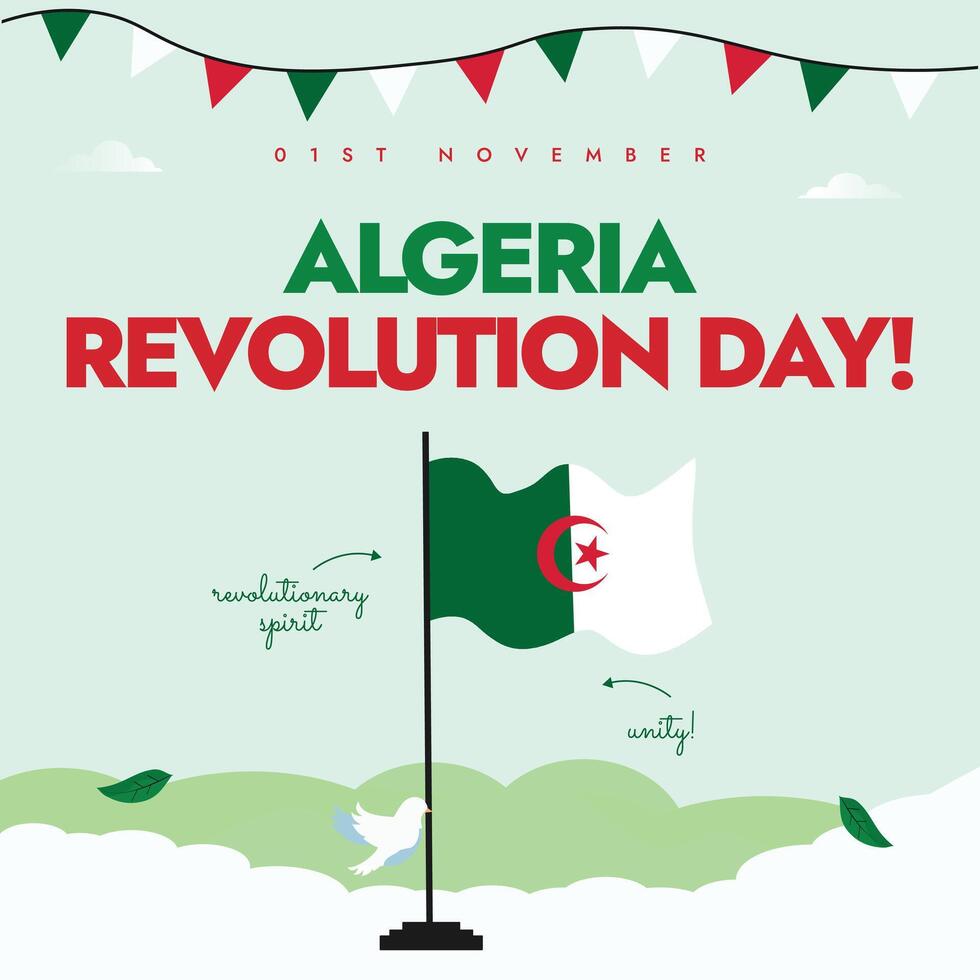 Algeria Revolution day celebration banner, background, post. vector