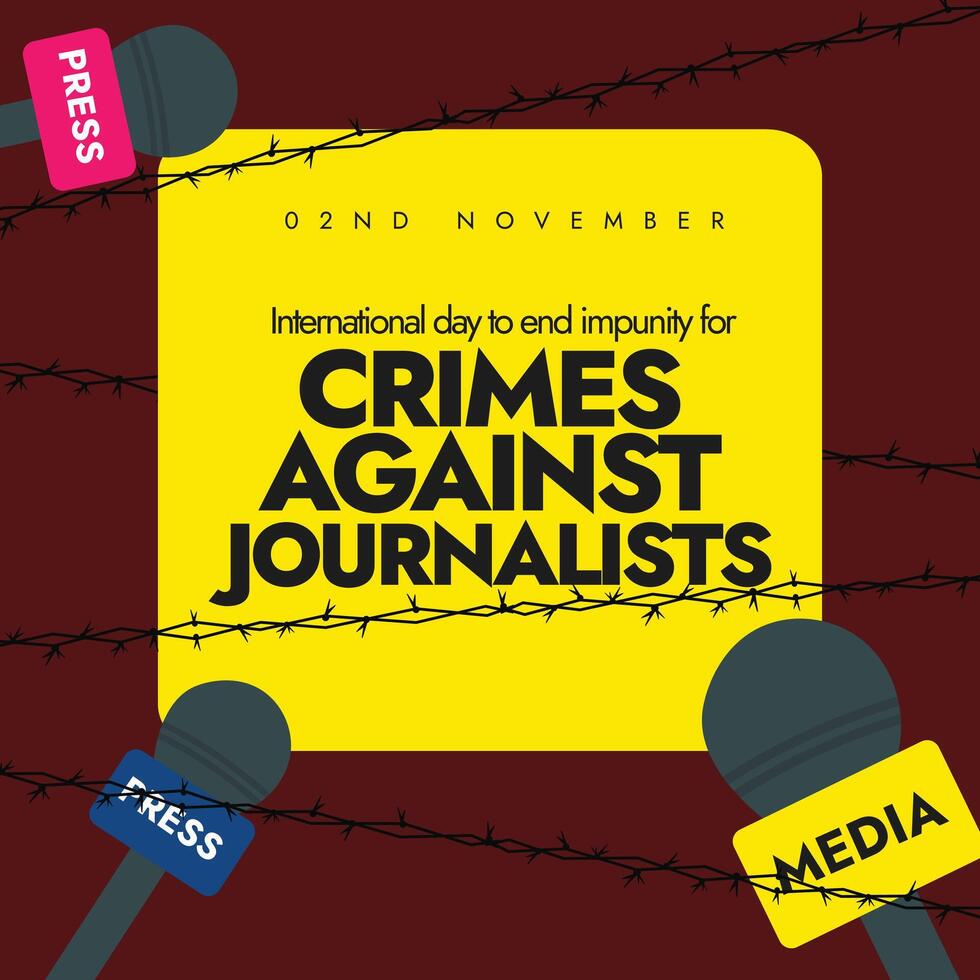 International day to end impunity for crimes against journalists. 2nd November awareness banner vector