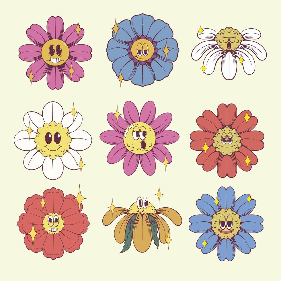 flower retro design illustration vector