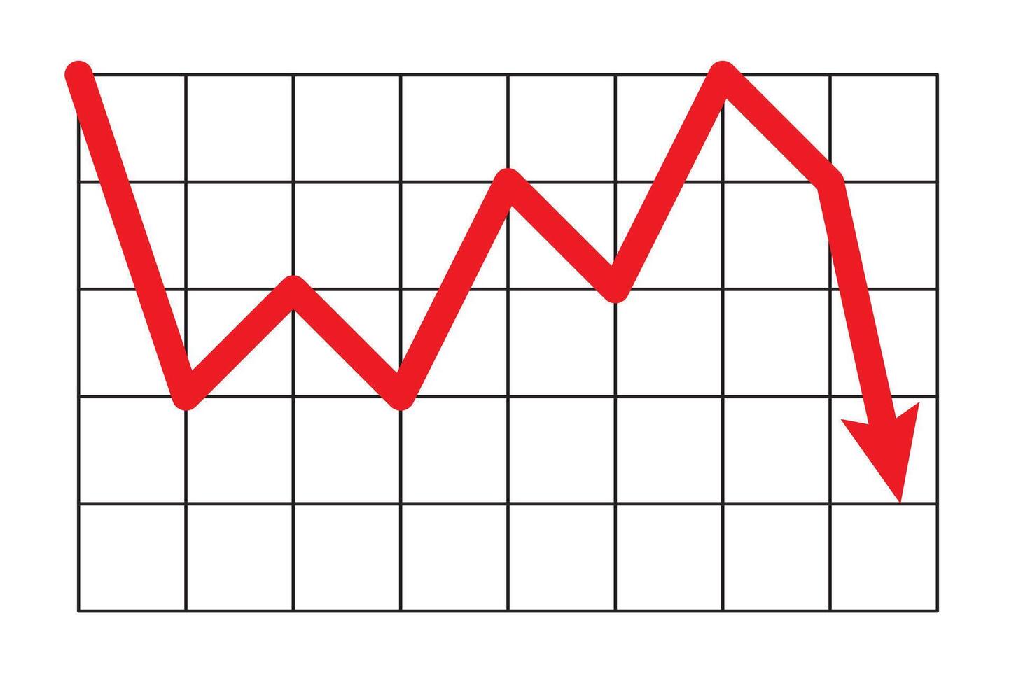 down arrow stock icon on white background. flat style. financial market crash icon for website design, app, UI. graph chart downtrend symbol. chart going down sign. loss business marketing symbol vector