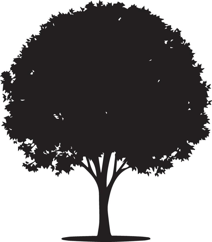 Tree with dense round silhouette graphic design vector
