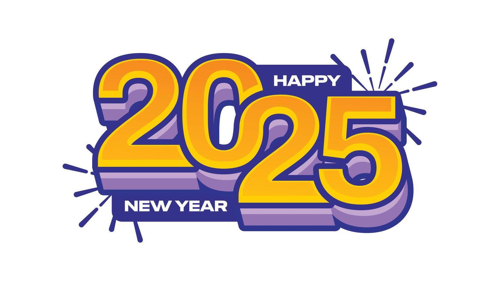 Happy New Year 2025 Text Effects Typography Design vector