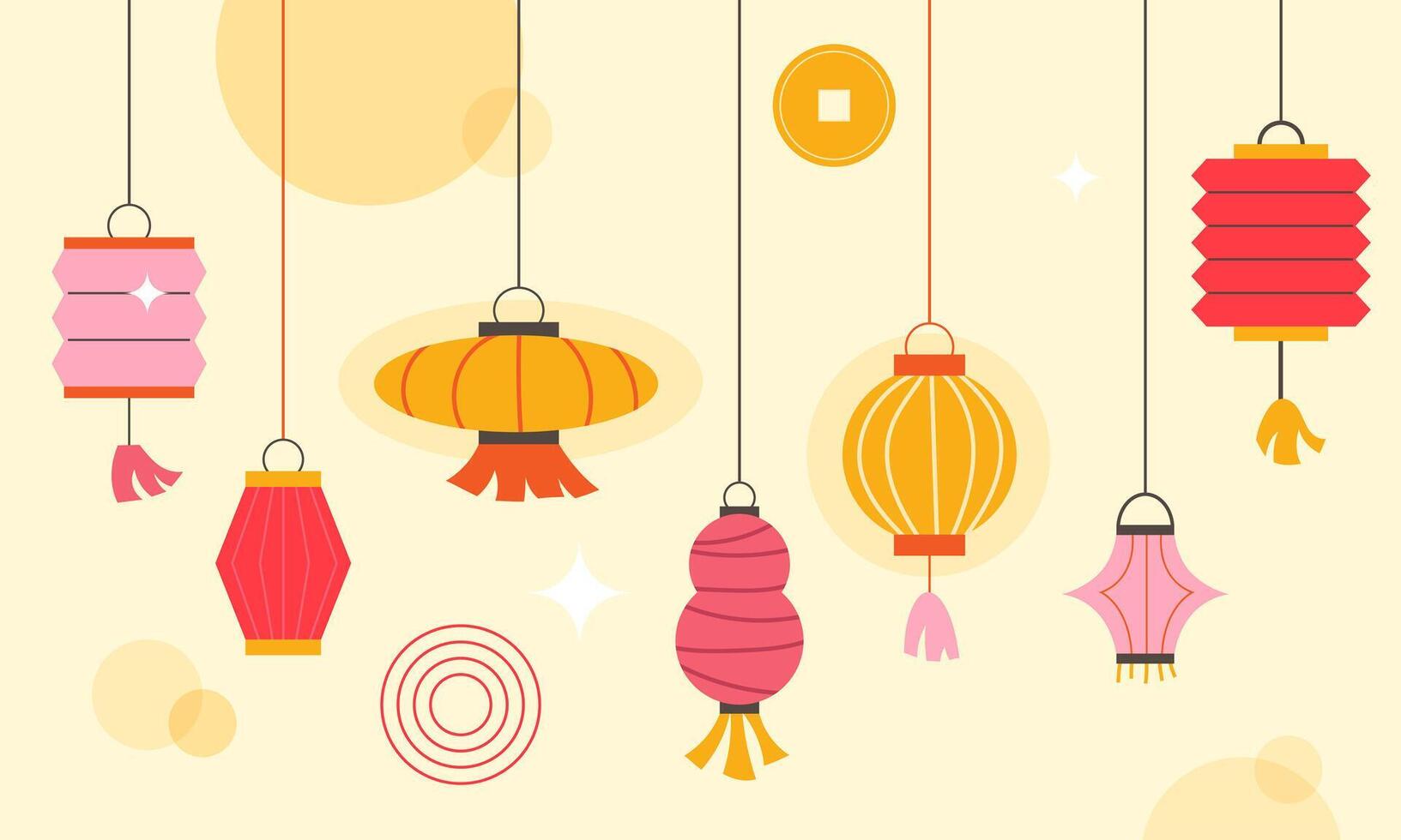 Chinese New Year web banner with paper lanterns vector