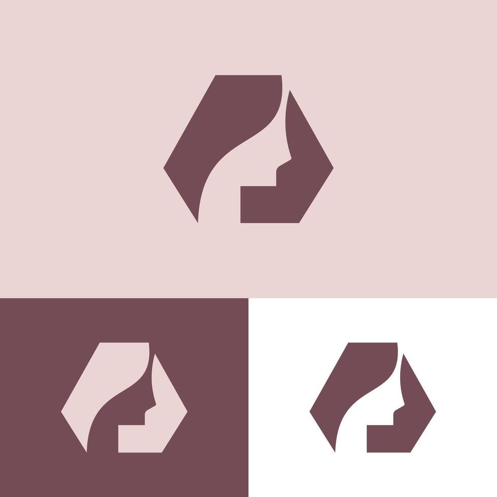 A geometric female silhouette that emphasizes the contours of the woman's face formed by geometric lines and shapes vector