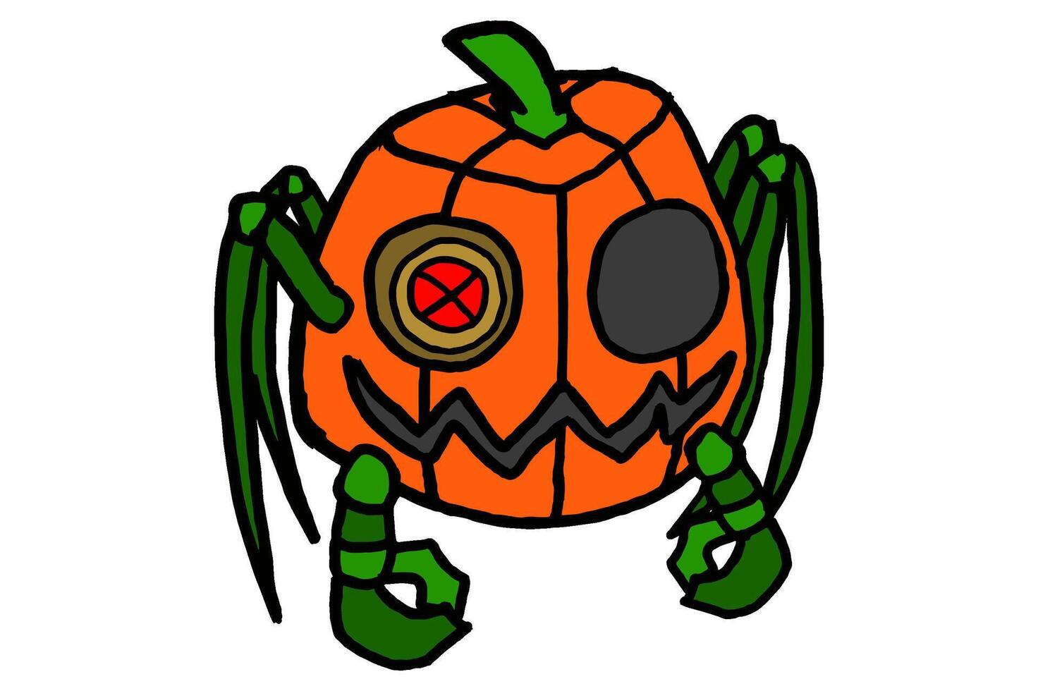 Halloween Pumpkin Head Crab Robot vector