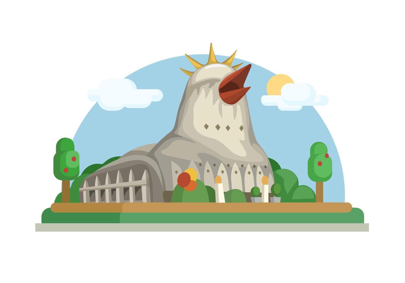Gereja Ayam Or Chicken Church Famous Place From Magelang Indonesia Illustration vector