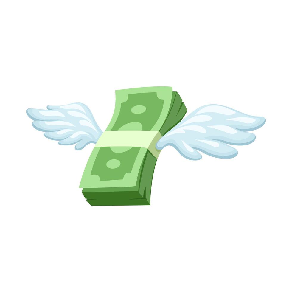 Money Wings Flying Symbol Cartoon Illustration vector