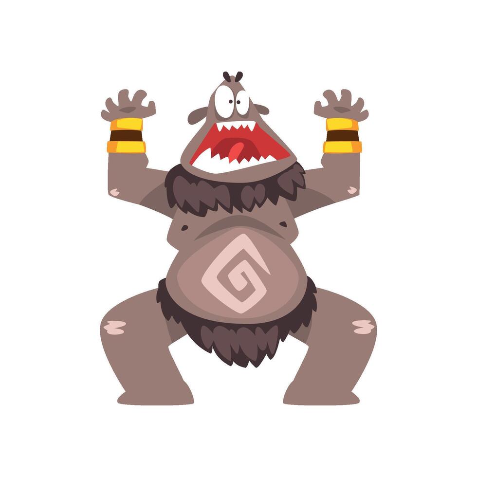 Funny cartoon bigfoot monster, colorful fabulous creature character Illustration vector