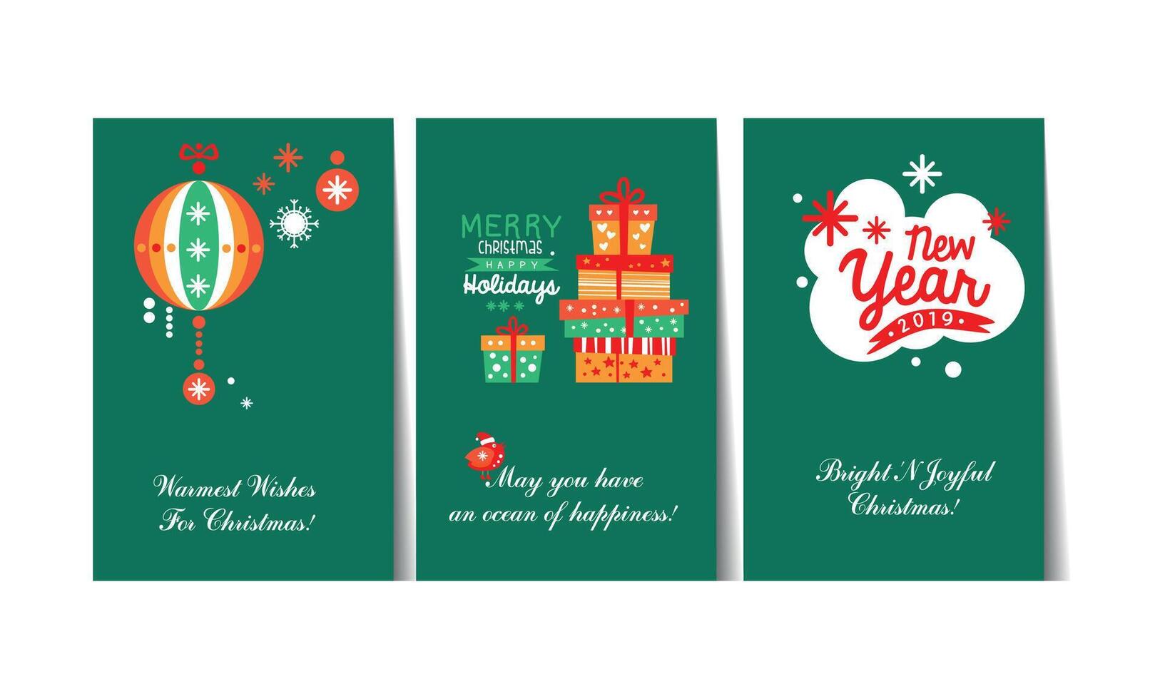 Christmas and Happy New Year gift cards with lettering and decorative elements set, templates can be used winter for invitation, card, poster, flyer Illustration vector