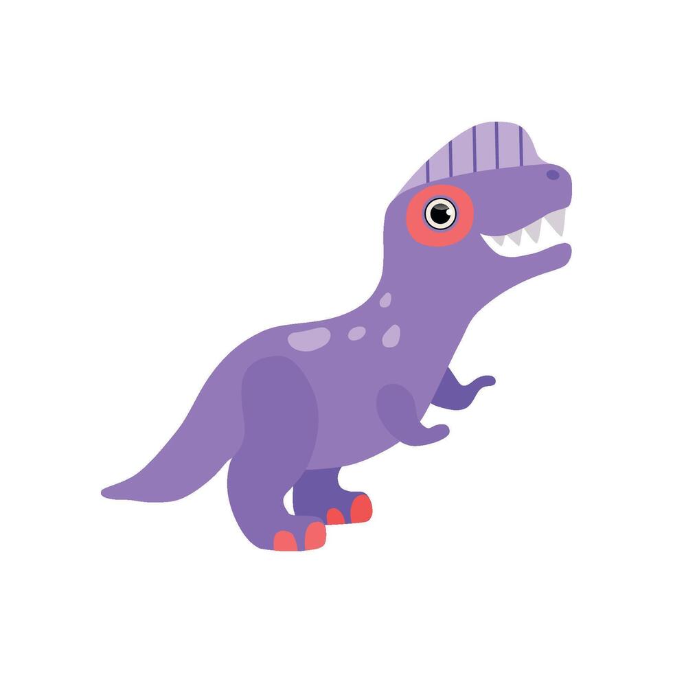 Cute purple dinosaur, funny baby dino cartoon character Illustration vector