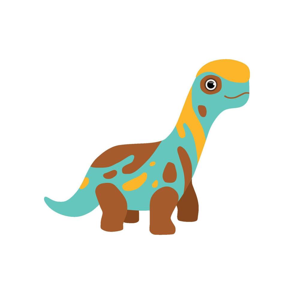 Cute colorful brontosaurus dinosaur, prehistoric dino cartoon character Illustration vector