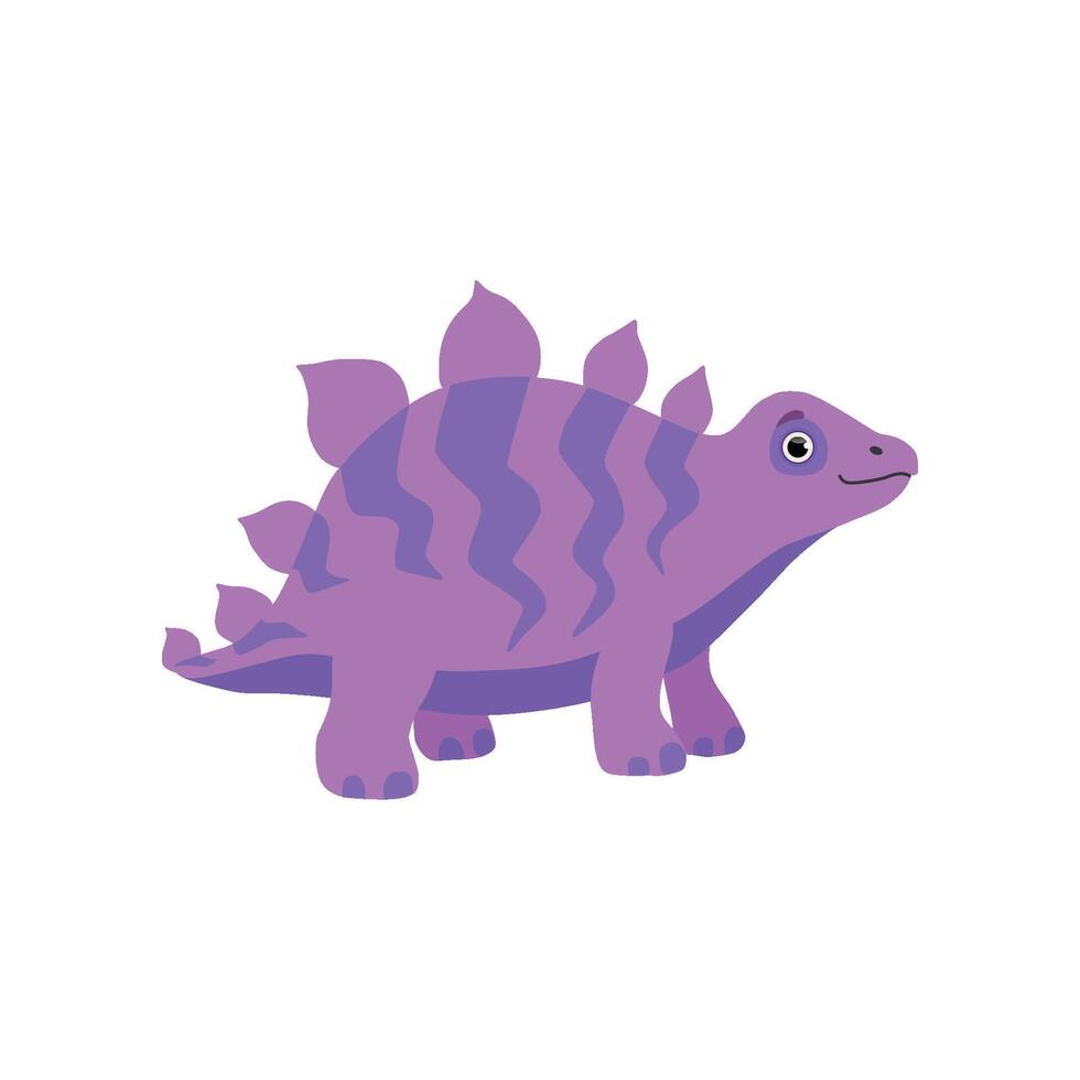 Cute stegosaurus dinosaur, purple baby dino cartoon character Illustration vector