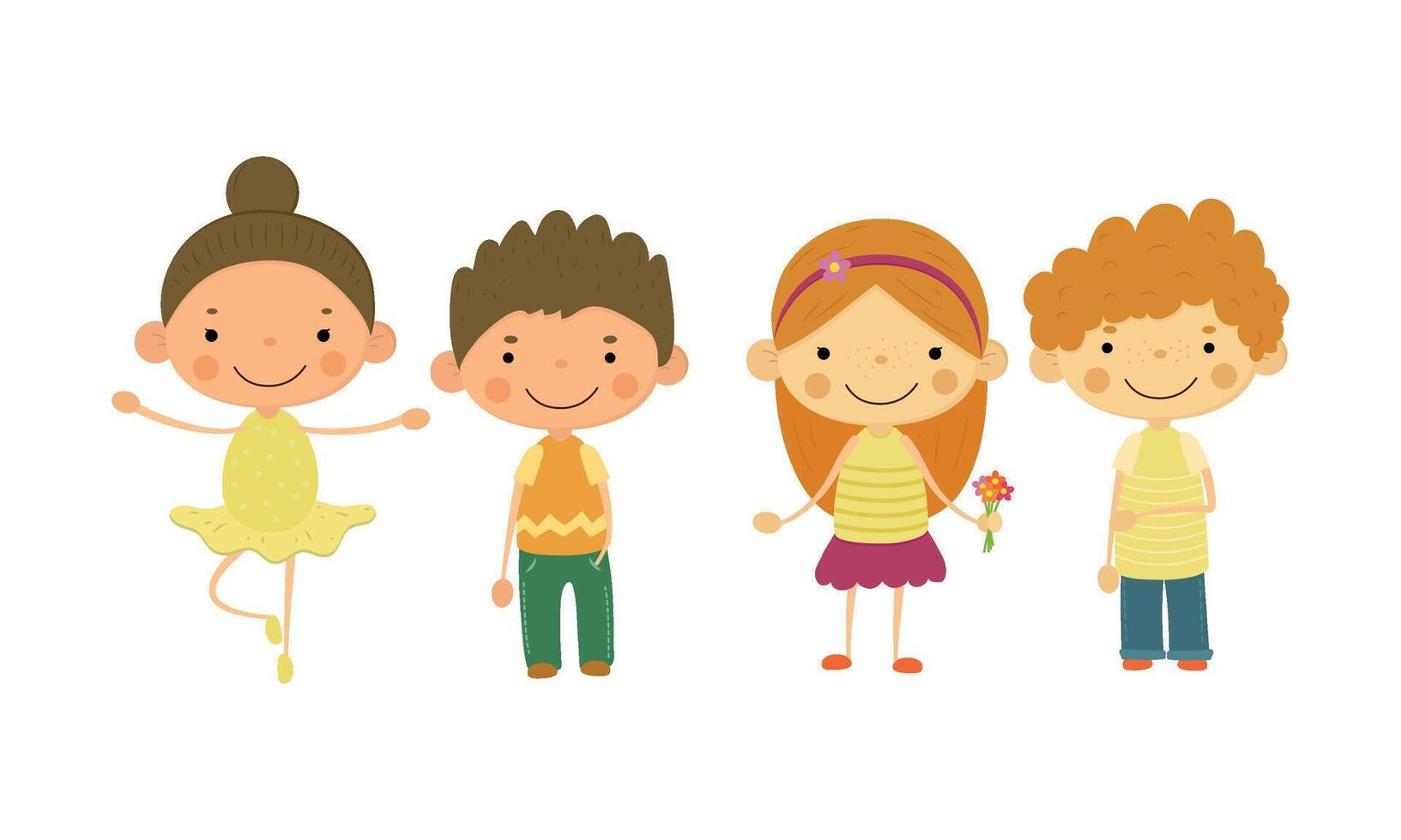 Cute little children, kids of different nationalities Illustration vector