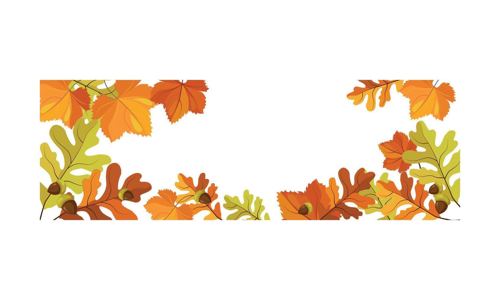 Autumn background with space for text, banner with bright oak and maple leaves Illustration vector