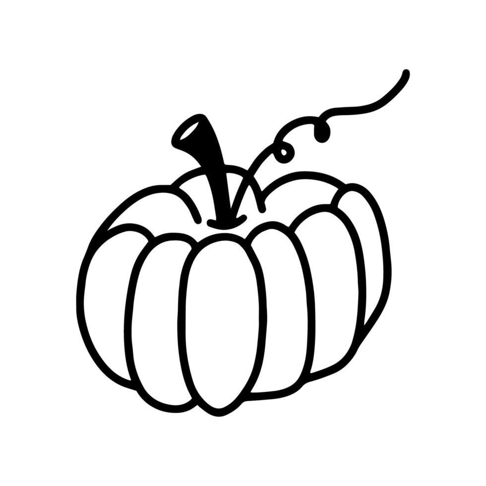 halloween pumpkin clipart isolated on white background icon. Funny, cute illustration for seasonal design, textile, decoration for greeting card. Hand drawn prints and doodle. Coloring page. vector