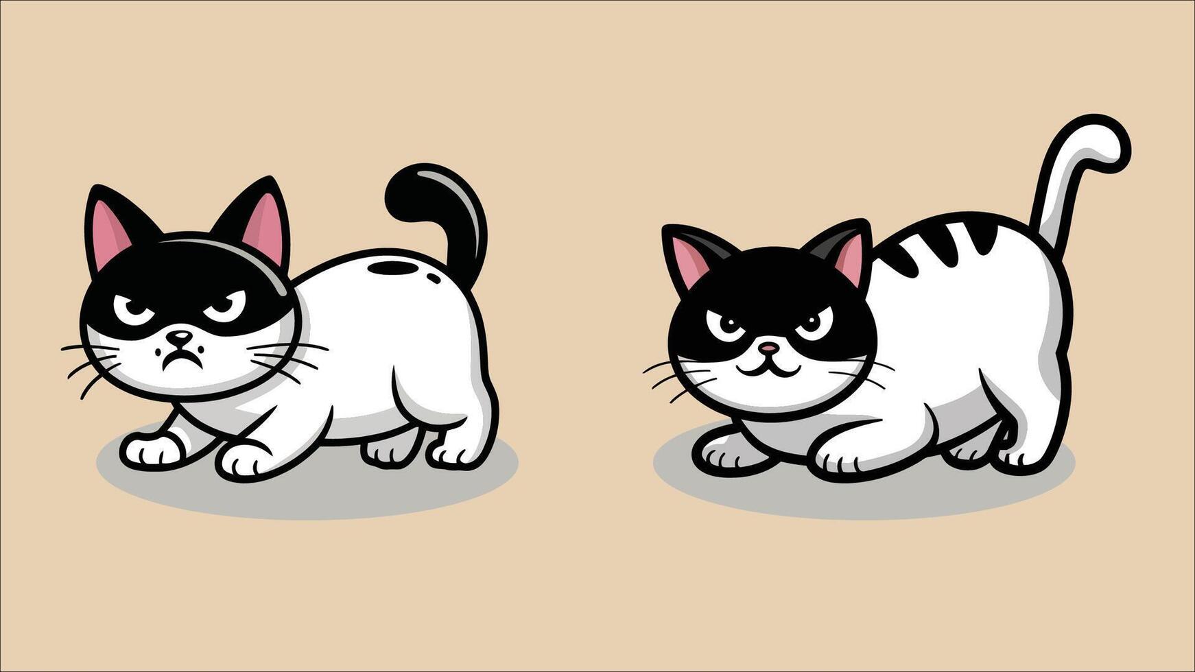 Cute Cat Illustration, Angry Cat Illustration, Cat Illustration vector