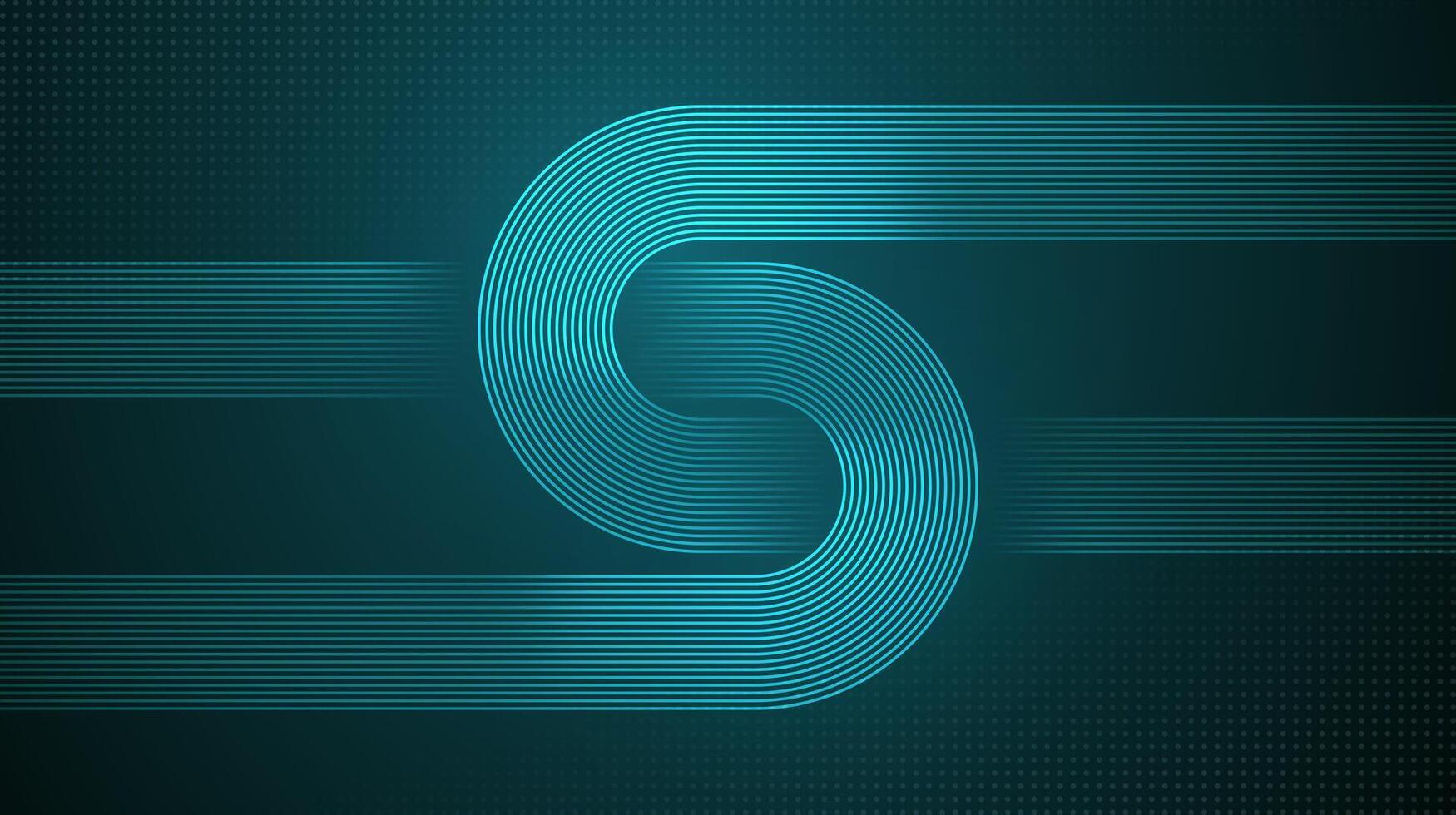 Glowing curved lines on blue green modern futuristic abstract background. vector