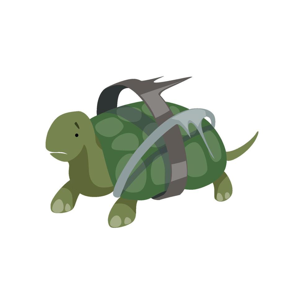 Turtle in plastic waste, global environmental problem, ecological disaster Illustration on a white background vector