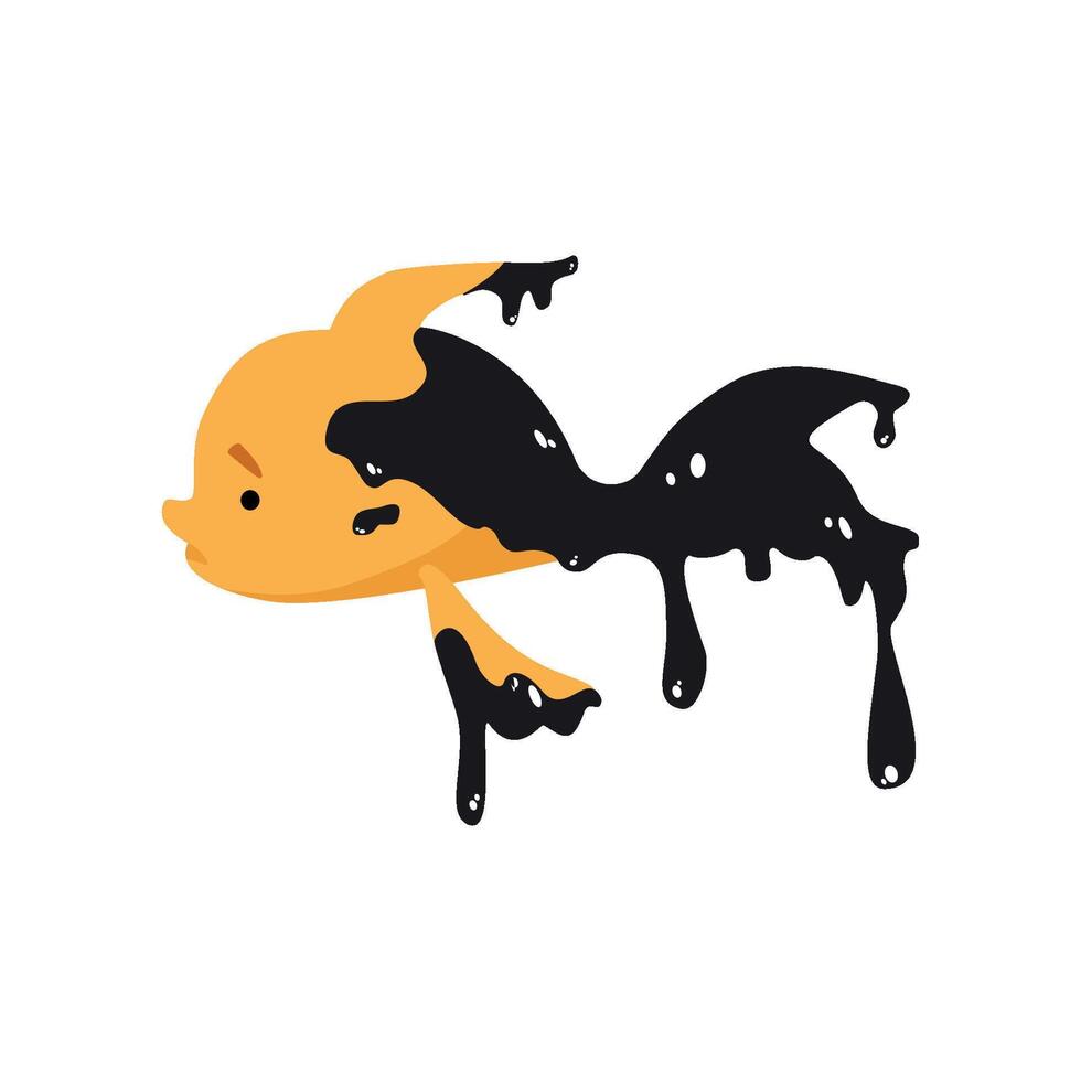 Fish in oil stains, global environmental problem, ecological disaster Illustration on a white background vector