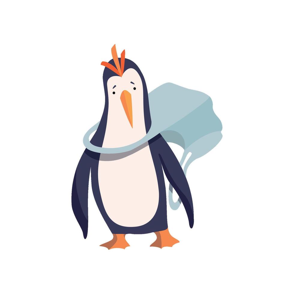 Penguin and plastic bag, global environmental problem, ecological disaster Illustration on a white background vector