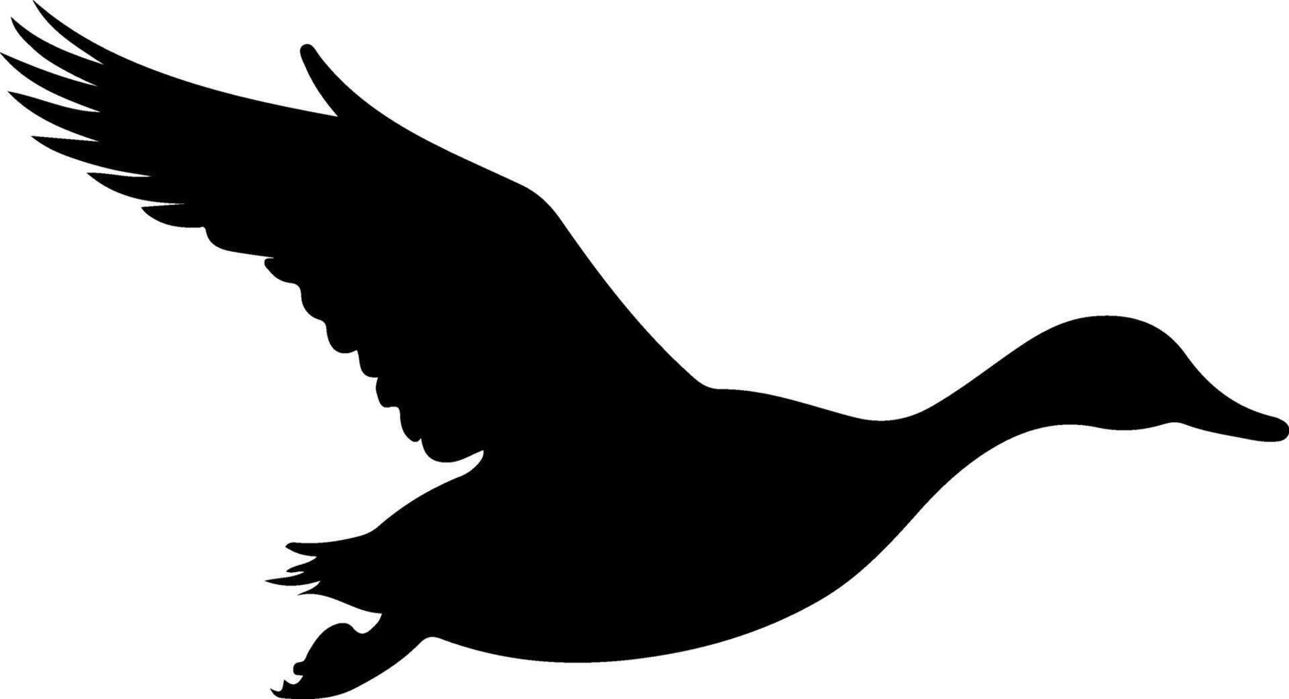 A black duck flying silhouette vector