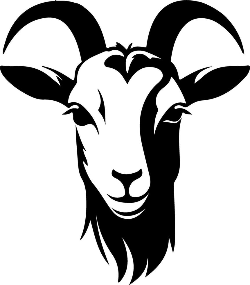 Black Goat head silhouette on white background vector