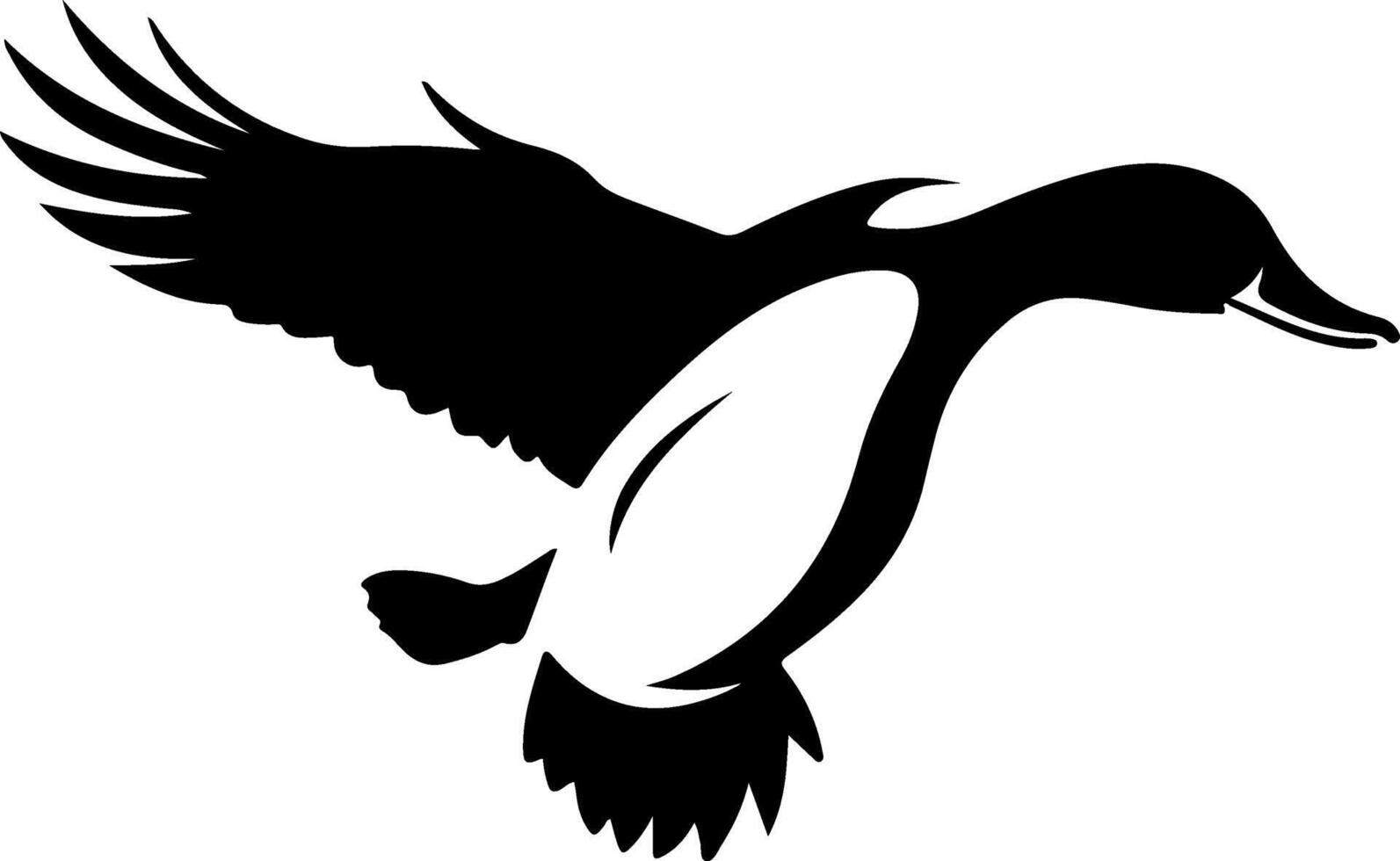 A black silhouette of a duck flying vector