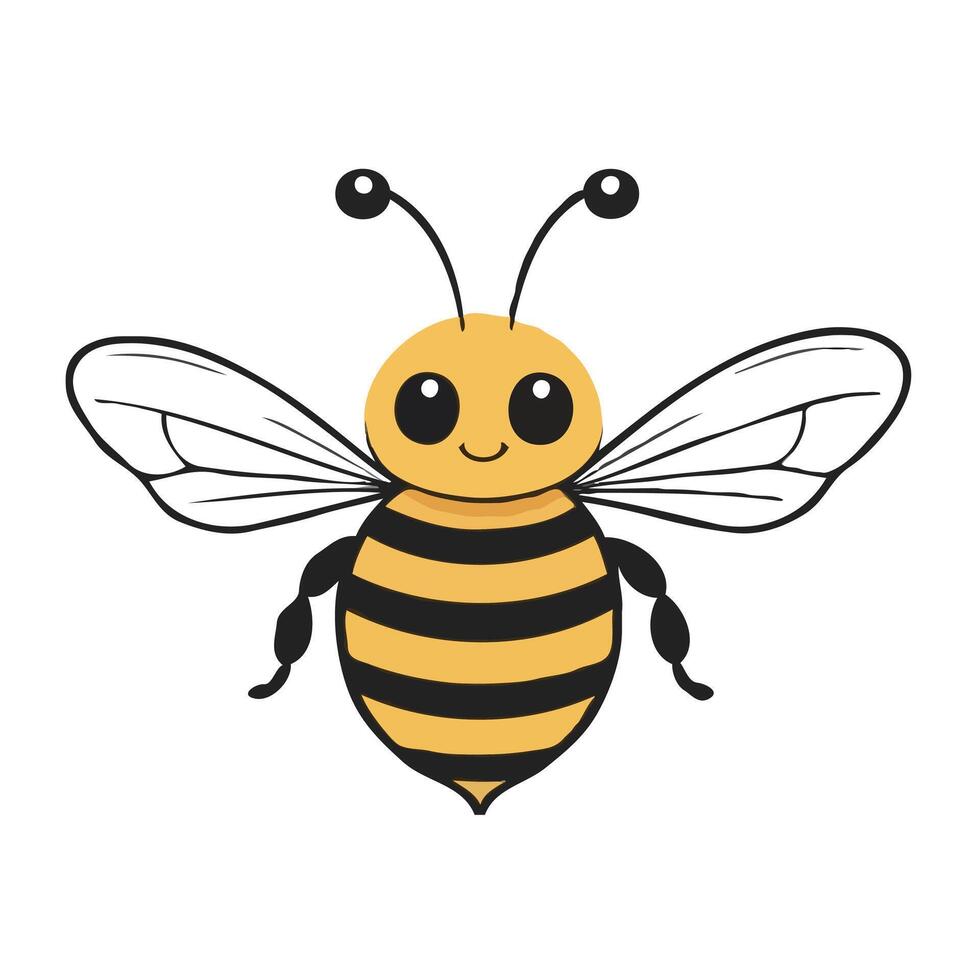 Cute bee cartoon illustration vector