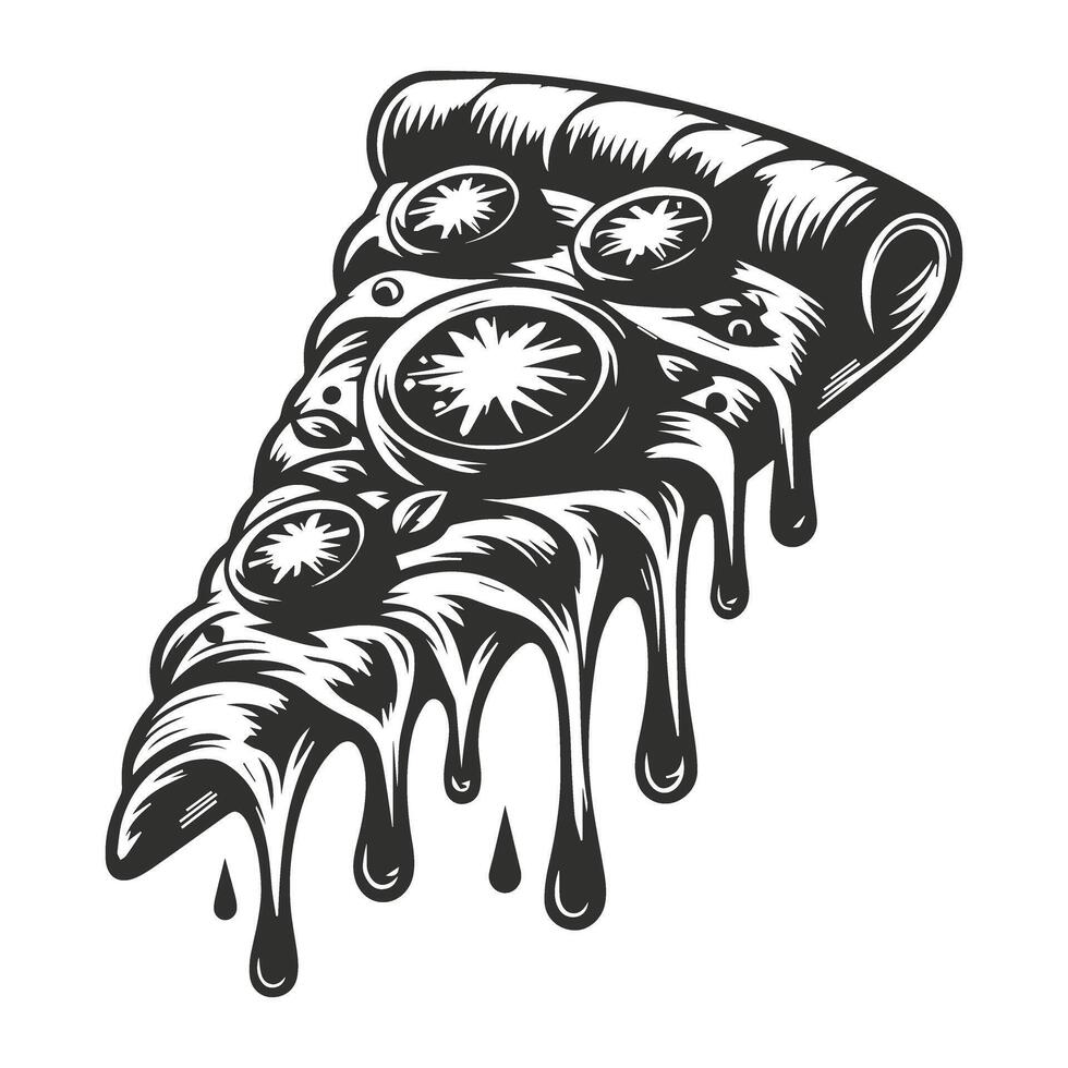 Hand Drawn Pizza Sticker design vector