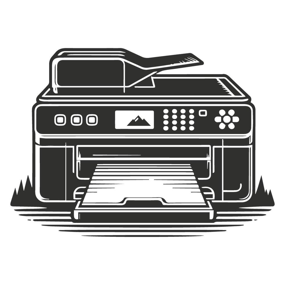All in One Printer on Plain Background vector