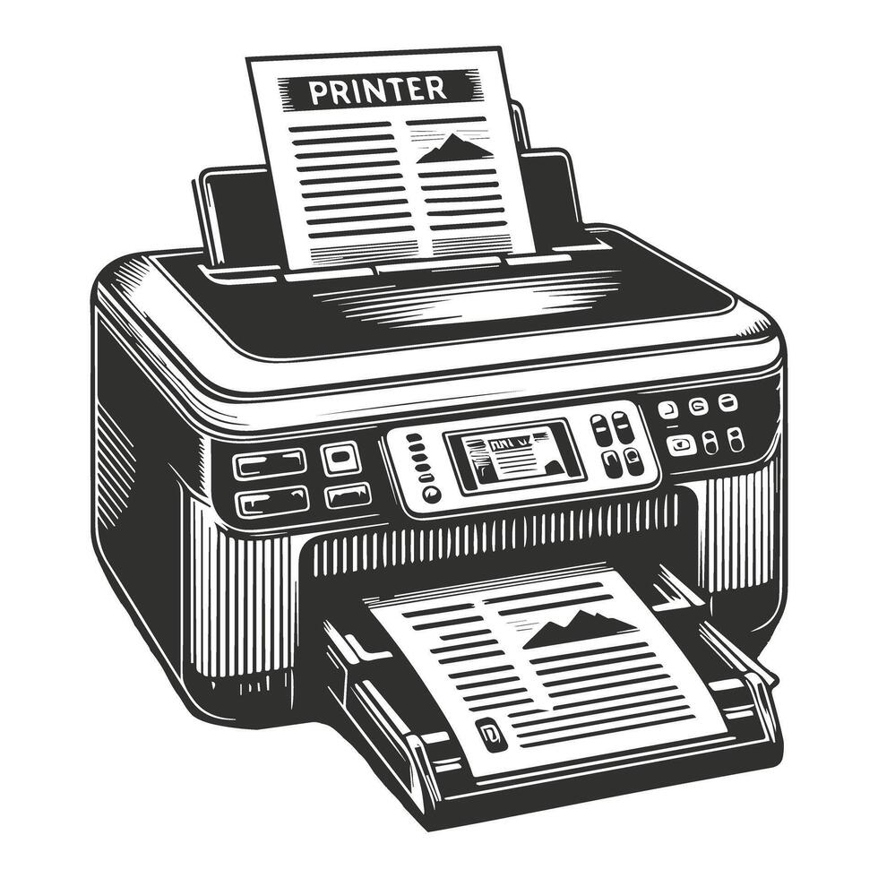All in One Printer Illustration vector