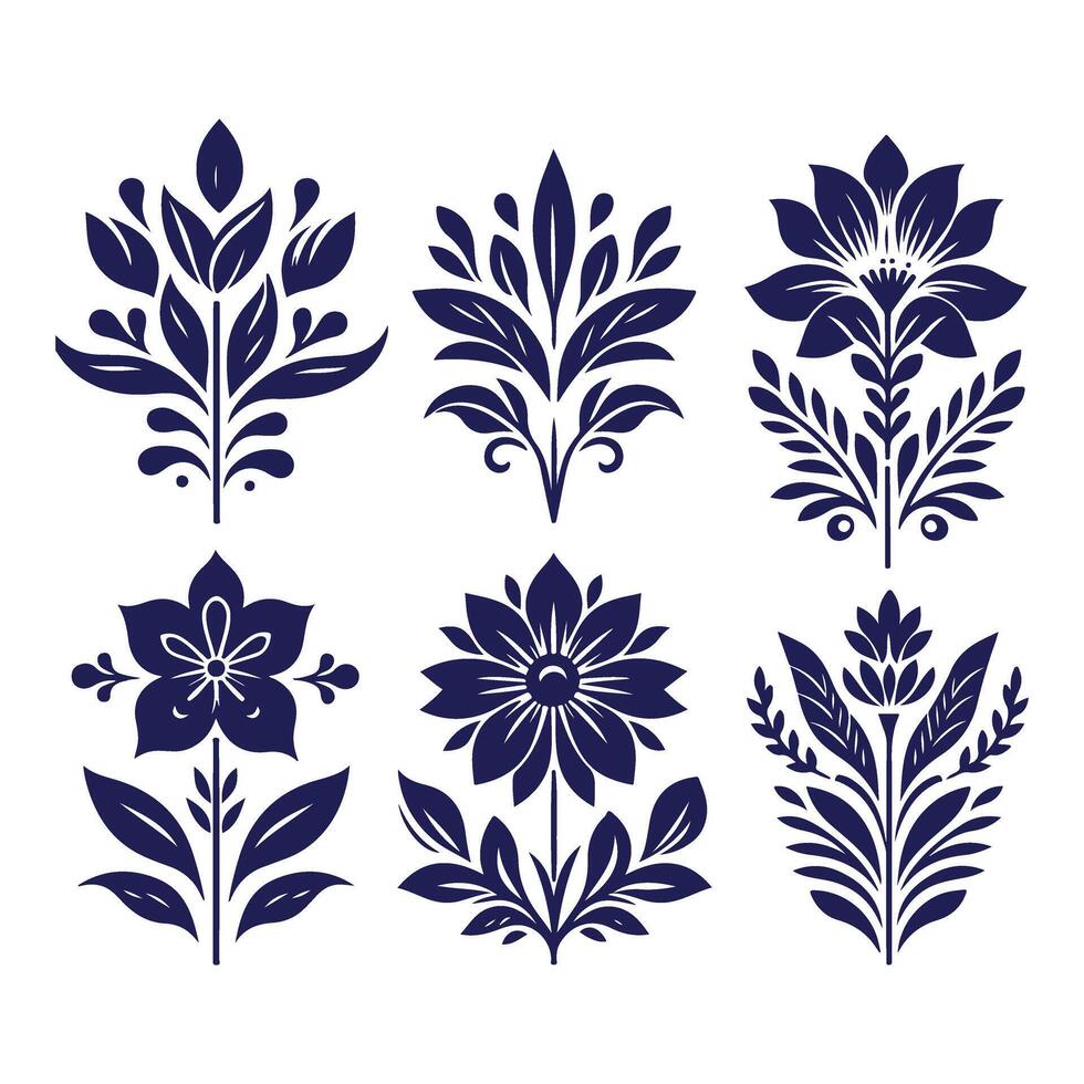 Classic Hand Drawn Baroque Floral Designs vector
