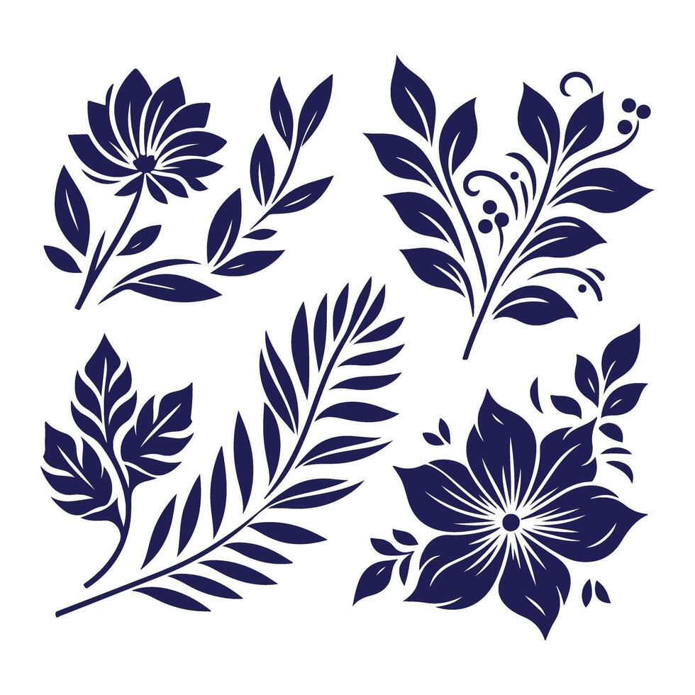 Realistic hand drawn baroque retro flowers. vector