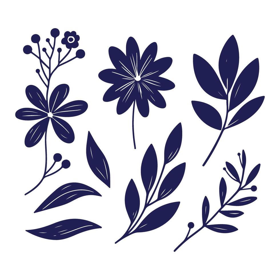 Detailed Baroque Flowers in Hand Drawn Style vector