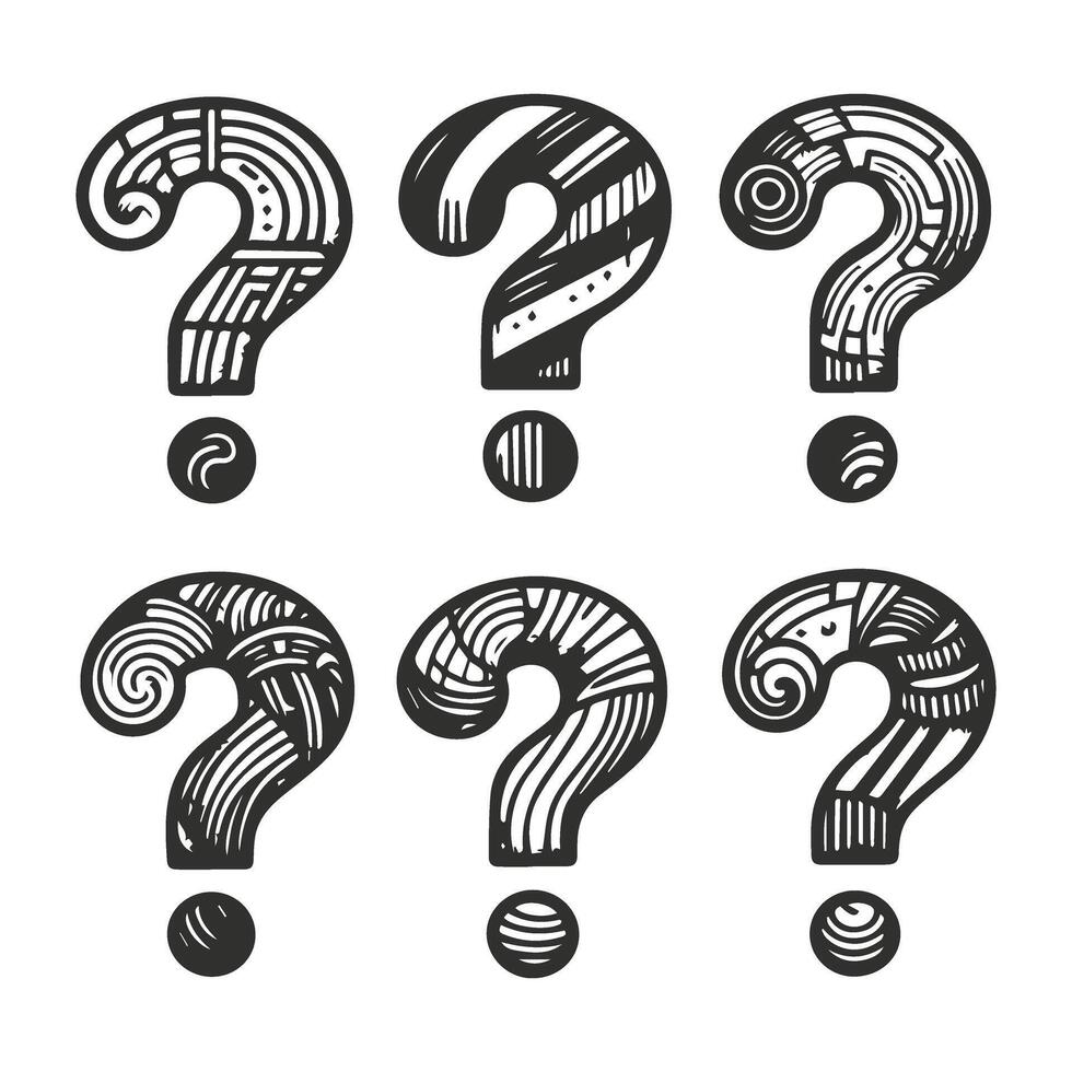 Whimsical Doodle Question Marks vector
